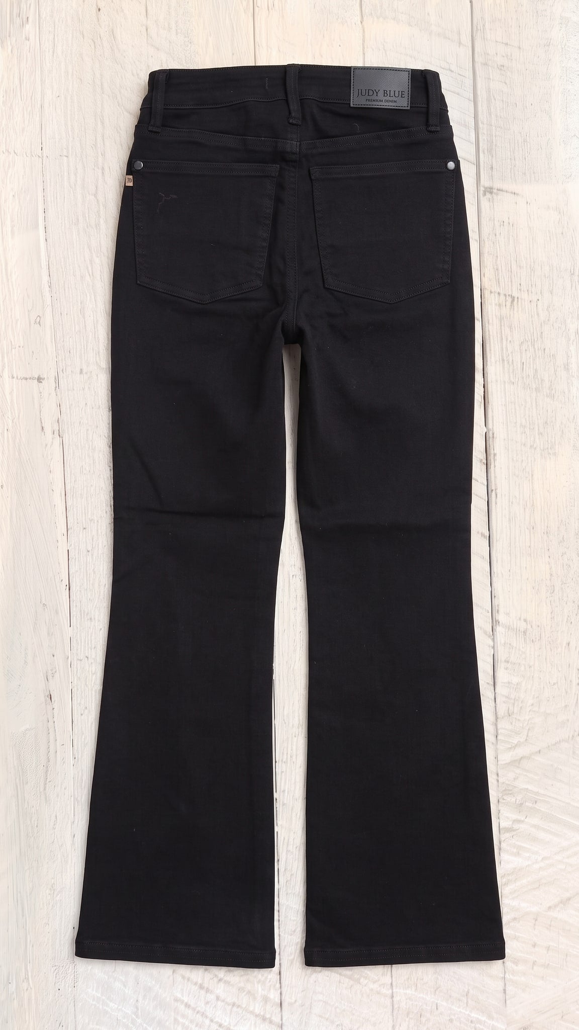 Judy Blue High Waisted Petite Tummy Control Bootcut Jean | Black — Back view