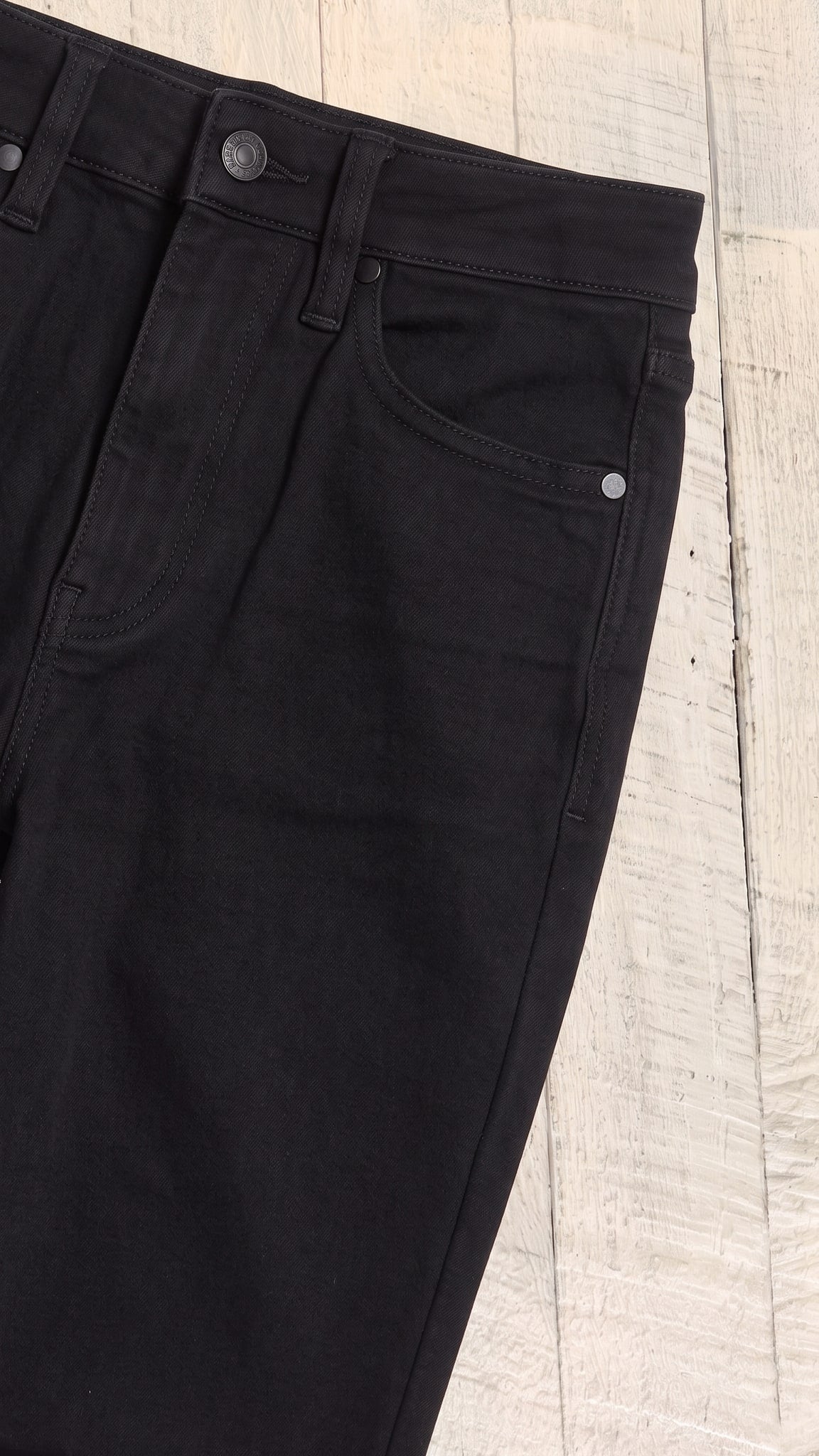 Judy Blue High Waisted Petite Tummy Control Bootcut Jean | Black — Front pocket detail