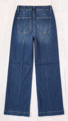 Risen Mid Rise Stretchy Wide Leg Jeans | Dark — Back view
