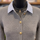 Be Cool Double Layer Cardigan | Heather Grey — Fabric and detail close-up