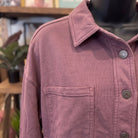 Be Cool Denim Look Shacket | Raisin — Fabric and detail close-up