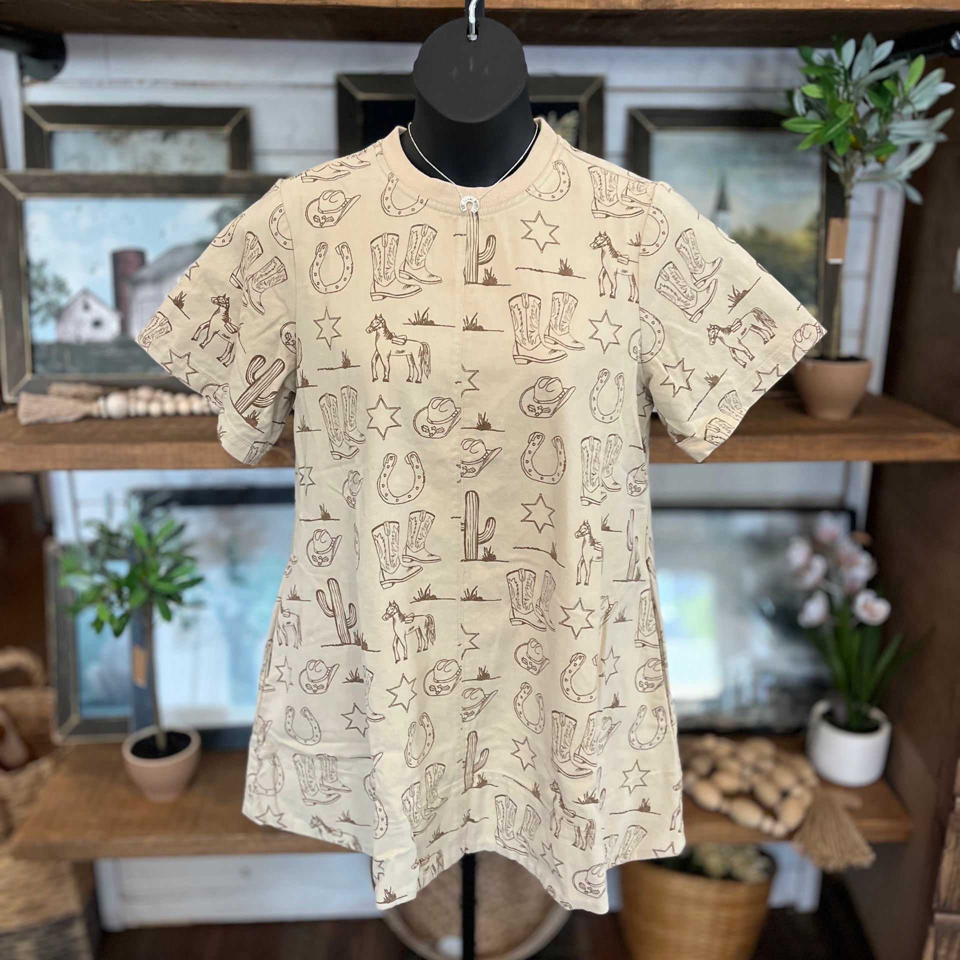 rustic mini dress Mineral Washed Western Mini Dress | Almond Latte