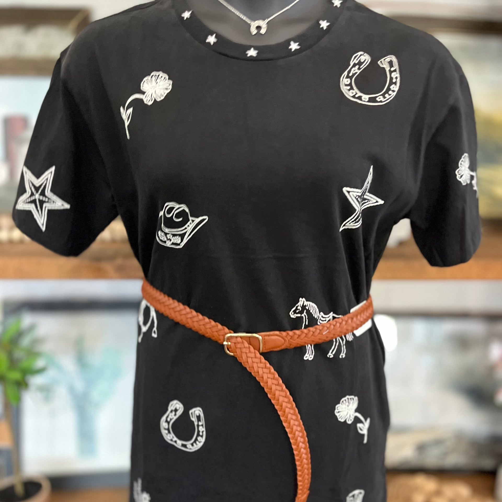 Snow Wash Western Inspired T-Shirt Dress | Ash Black  Rachel's Rustic Room  & Boutique