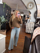 Be Cool Polka Dot Sweater | Brown — Worn by model