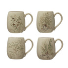Debossed Botanical Mug, 16 oz | Cream