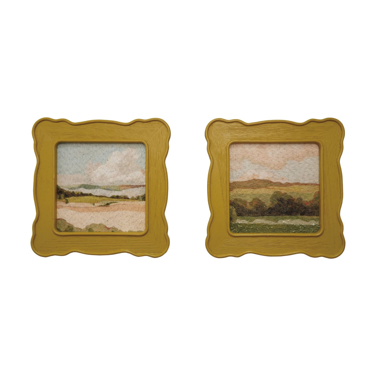 Scalloped Framed Fabric Art | Multicolor