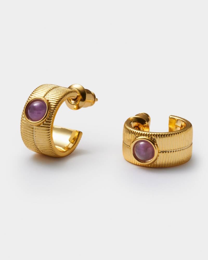 Katie Loxton Birthstone Hoop Earrings | February | Amethyst